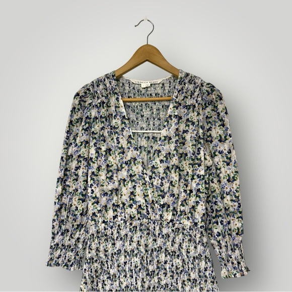 VERONICA BEARD Darrah Smocked Floral Mini Dress Sz 2 - Picture 3 of 16